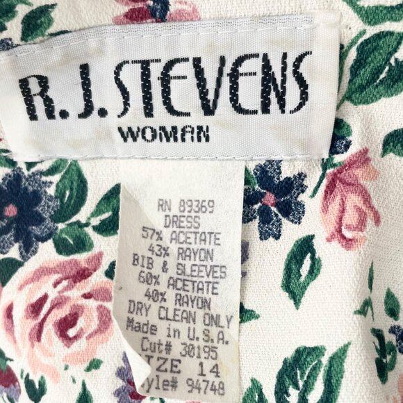 R.J. Stevens Vintage 80s Floral Cottagecore Secretary Dress With Puff Sleeves - Picture 10 of 10